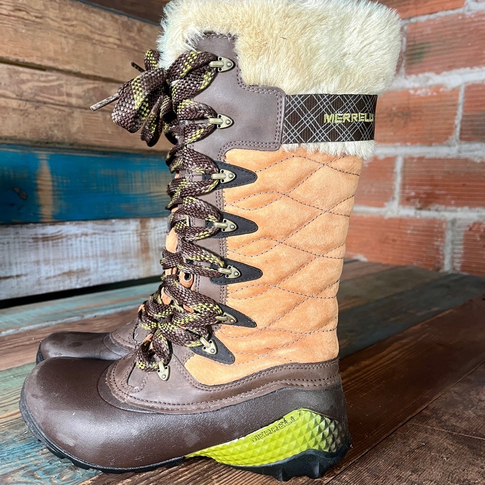 Merrell Winterbelle Eden Peak Tan Tall Waterproof Insulated Winter Boots